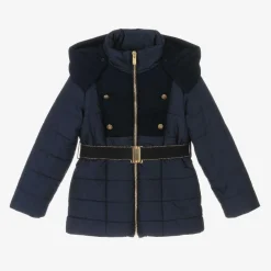 Lapin House Coats & Jackets*Girls Navy Blue Hooded Puffer Coat