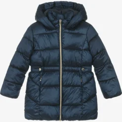 Mayoral Coats & Jackets*Girls Navy Blue Hooded Puffer Coat