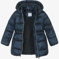 Mayoral Coats & Jackets*Girls Navy Blue Hooded Puffer Coat