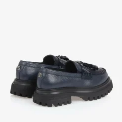 Dolce amp; Gabbana Loafers & Moccasins|Loafers & Moccasins*Girls Navy Blue Leather Loafers
