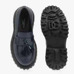 Dolce amp; Gabbana Loafers & Moccasins|Loafers & Moccasins*Girls Navy Blue Leather Loafers