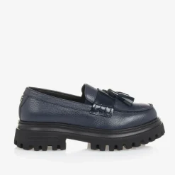 Dolce amp; Gabbana Loafers & Moccasins|Loafers & Moccasins*Girls Navy Blue Leather Loafers