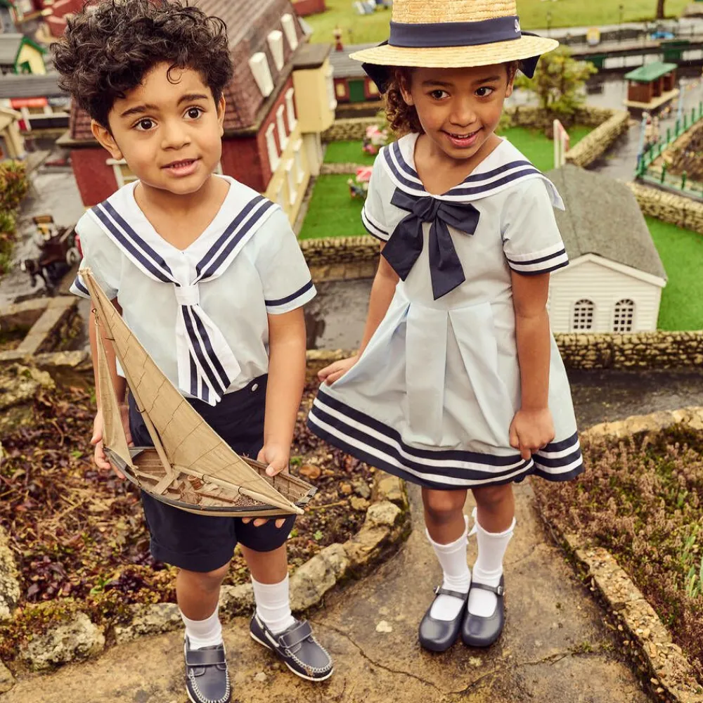 Childrens Classics Traditional Shoes|Bar Shoes*Girls Navy Blue Leather Shoes