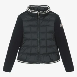 Moncler Enfant Coats & Jackets*Girls Navy Blue Padded Down & Wool Jacket