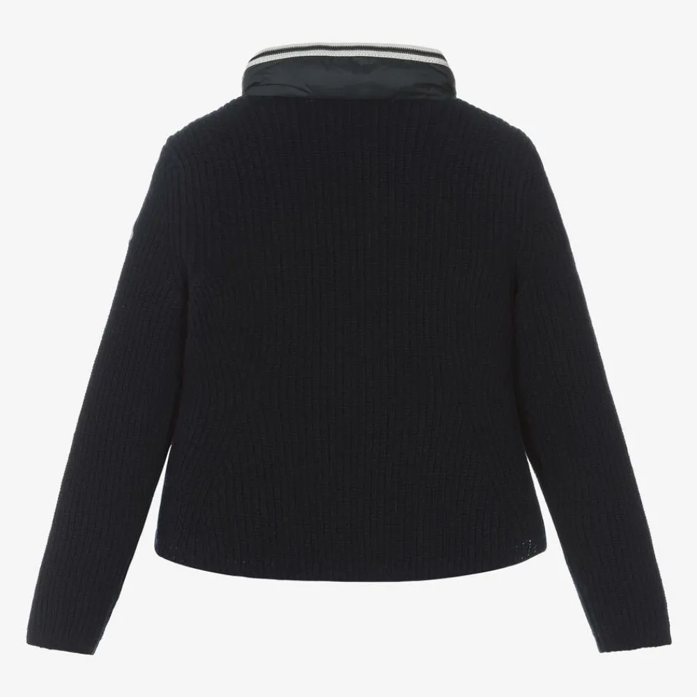 Moncler Enfant Coats & Jackets*Girls Navy Blue Padded Down & Wool Jacket