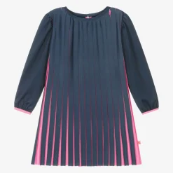 Billieblush Dresses*Girls Navy Blue Pleated Satin Dress