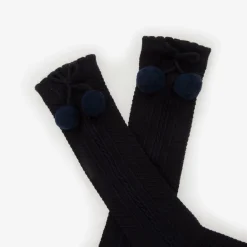 Pretty Originals Socks*Girls Navy Blue Pom-Pom Cotton Socks