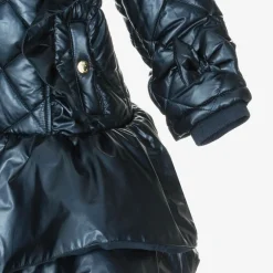 Caramelo Kids Coats & Jackets*Girls Navy Blue Quilted Hooded Coat