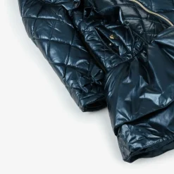 Caramelo Kids Coats & Jackets*Girls Navy Blue Quilted Hooded Coat