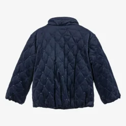 Mayoral Coats & Jackets*Girls Navy Blue Quilted Velvet Jacket