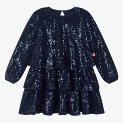 Billieblush Dresses*Girls Navy Blue Sequin Flounced Dress