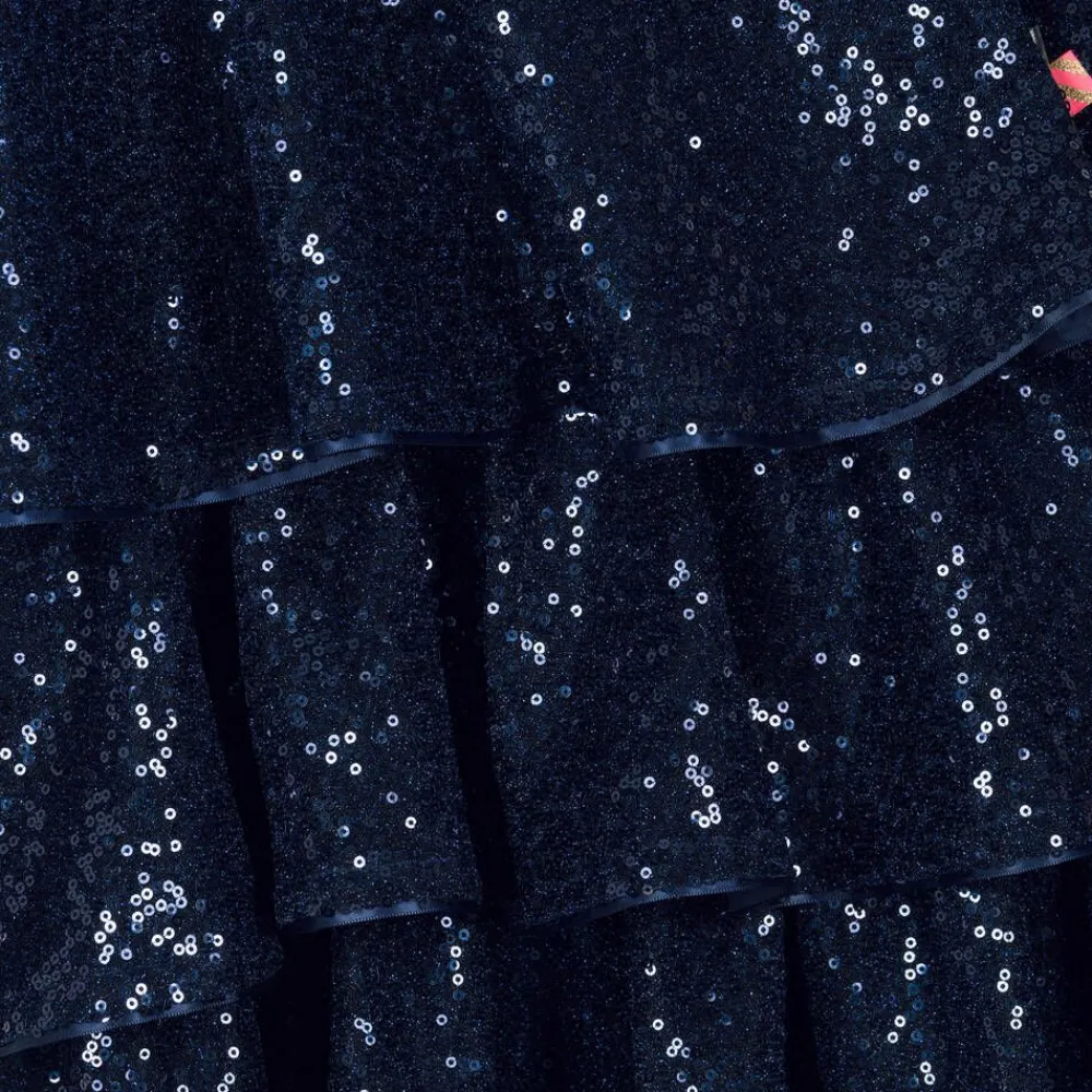 Billieblush Dresses*Girls Navy Blue Sequin Flounced Dress