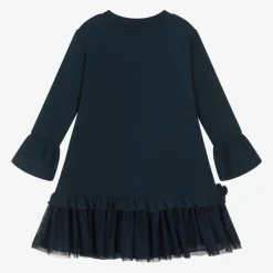 Monnalisa Dresses*Girls Navy Blue Snowflake Cotton Dress