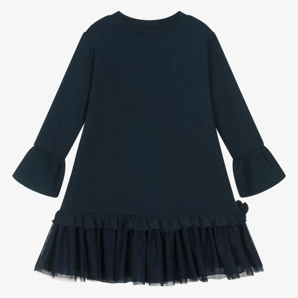 Monnalisa Dresses*Girls Navy Blue Snowflake Cotton Dress