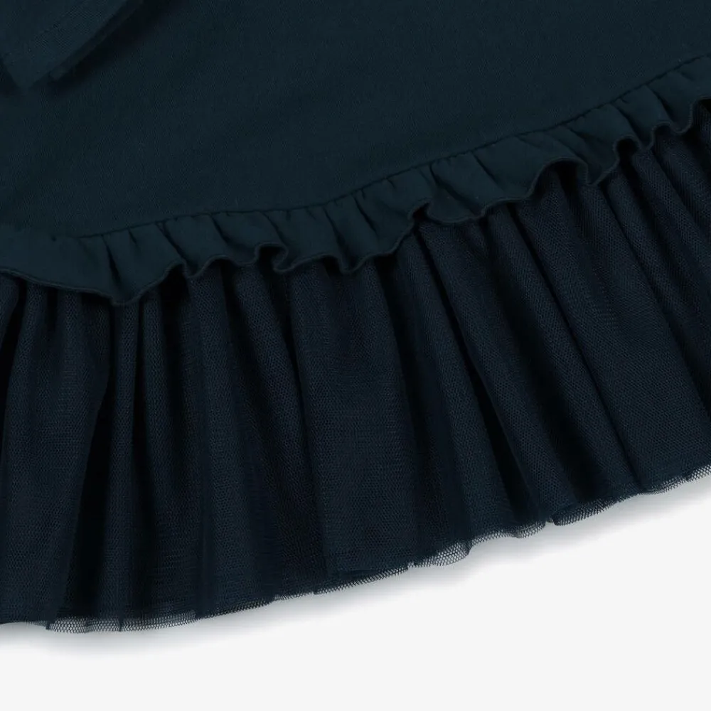 Monnalisa Dresses*Girls Navy Blue Snowflake Cotton Dress