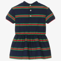 Gucci Dresses*Girls Navy Blue Striped Web Polo Dress