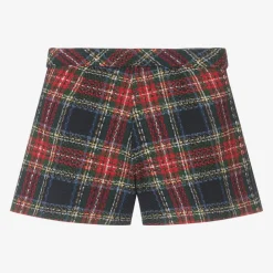 Mayoral Shorts*Girls Navy Blue Tartan Tweed Shorts