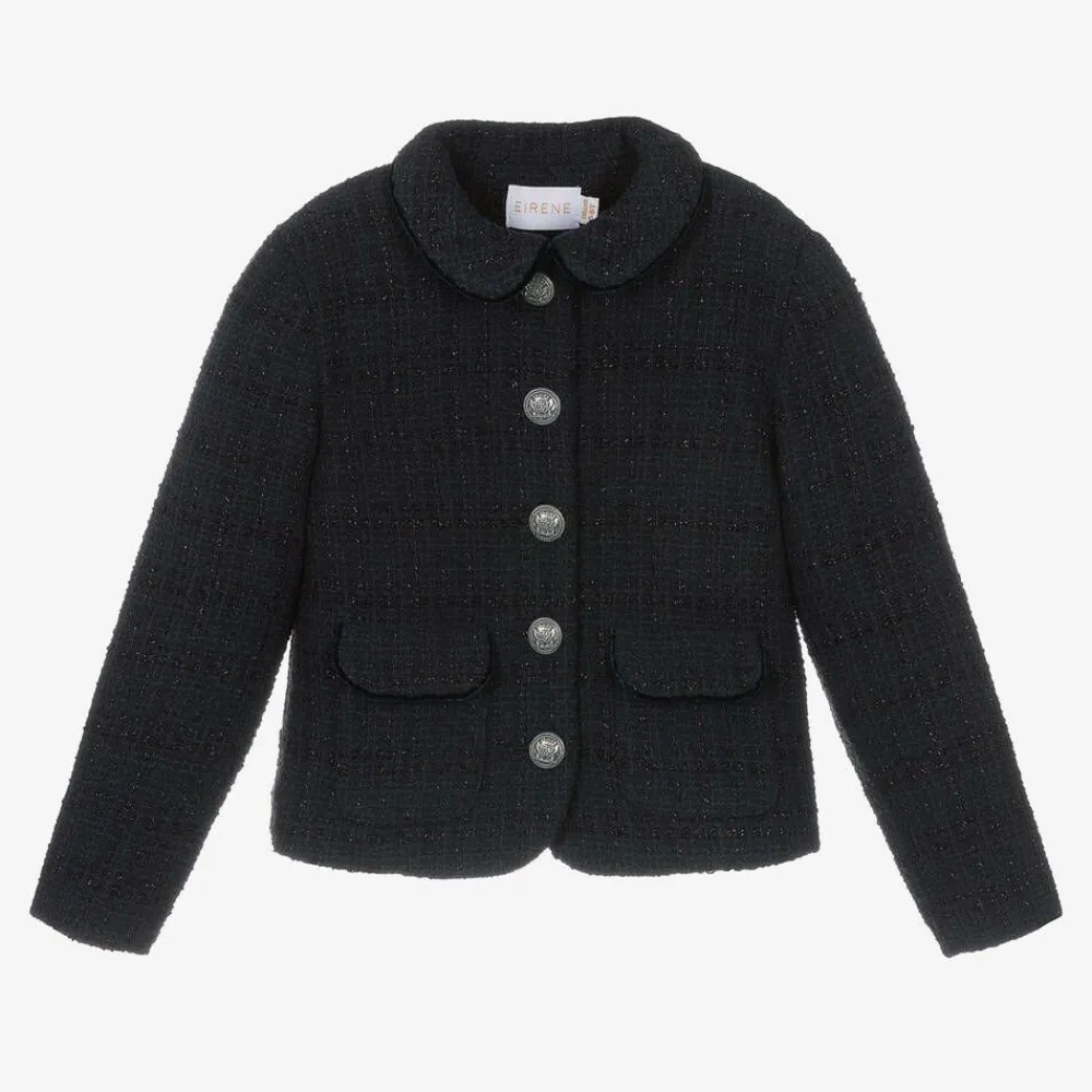 EIRENE Coats & Jackets*Girls Navy Blue Tweed Blazer