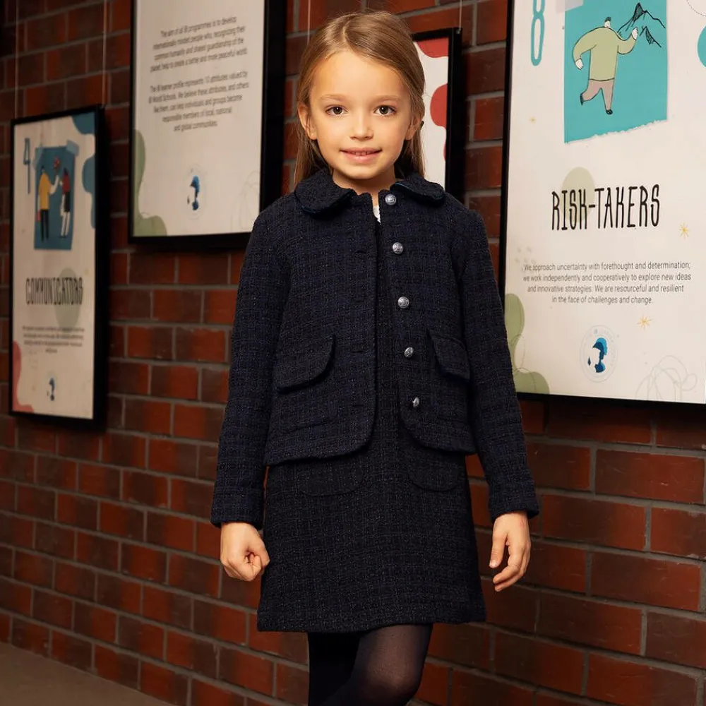 EIRENE Coats & Jackets*Girls Navy Blue Tweed Blazer