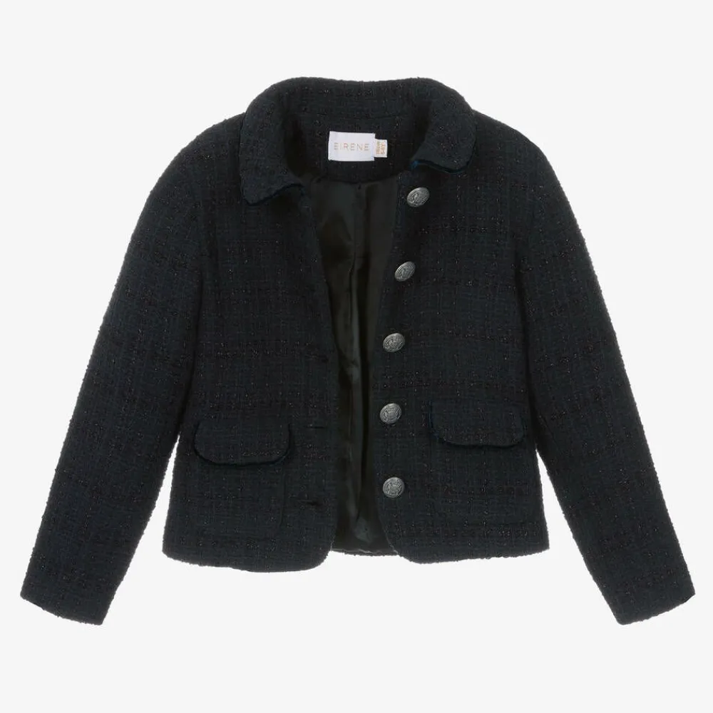 EIRENE Coats & Jackets*Girls Navy Blue Tweed Blazer