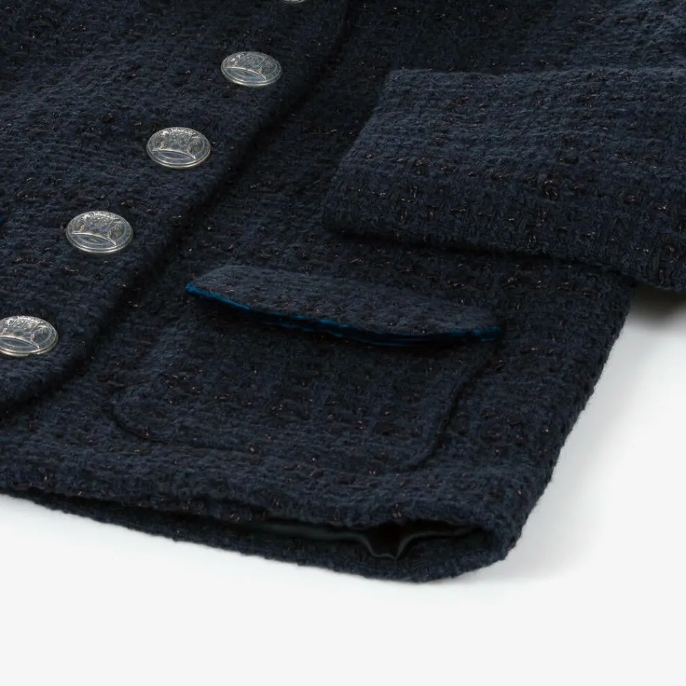 EIRENE Coats & Jackets*Girls Navy Blue Tweed Blazer