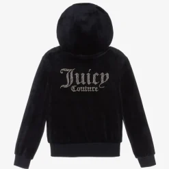 Juicy Couture Tops*Girls Navy Blue Velour Diamanté Zip-Up Top