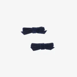 Bowtique London Hair Accessories*Girls Navy Blue Velvet Bow Hair Clips (2 Pack)