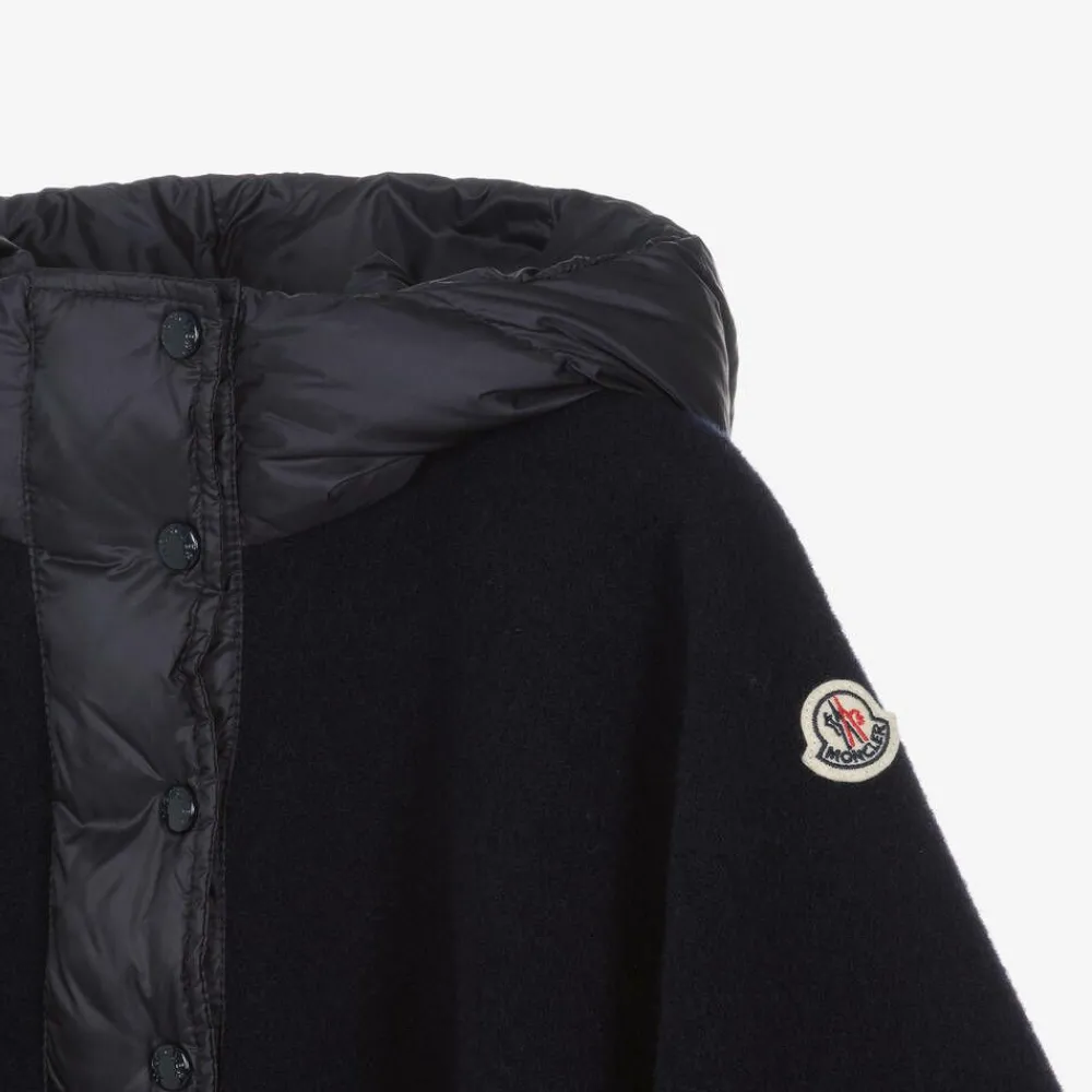 Moncler Enfant Coats & Jackets*Girls Navy Blue Wool & Down Cape