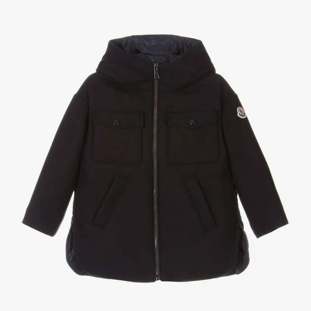 Moncler Enfant Coats & Jackets*Girls Navy Blue Wool Coat