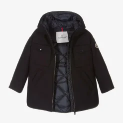 Moncler Enfant Coats & Jackets*Girls Navy Blue Wool Coat