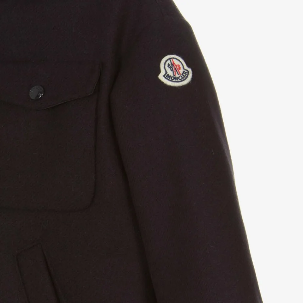 Moncler Enfant Coats & Jackets*Girls Navy Blue Wool Coat