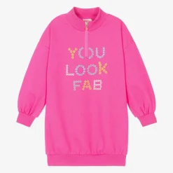 Billieblush Dresses*Girls Neon Pink Cotton Sweatshirt Dress