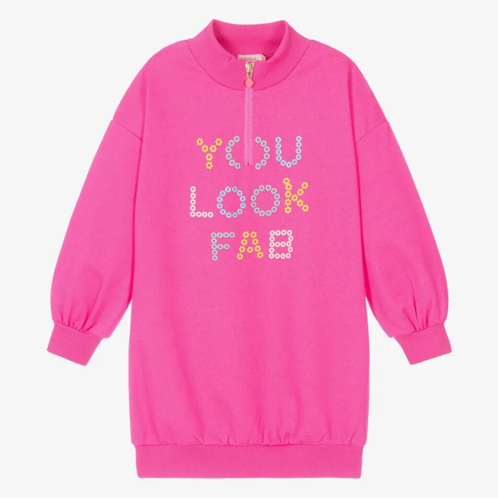 Billieblush Dresses*Girls Neon Pink Cotton Sweatshirt Dress