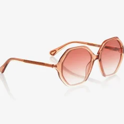 Chloé Clothing Accessories*Girls Orange Hexagonal Sunglasses
