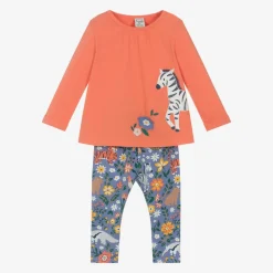 Frugi Outfit Sets|Outfit Sets*Girls Orange Organic Cotton Zebra Leggings Set