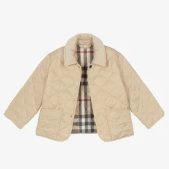 Burberry Coats & Jackets*Girls Pale Beige Quilted Jacket PaleStone