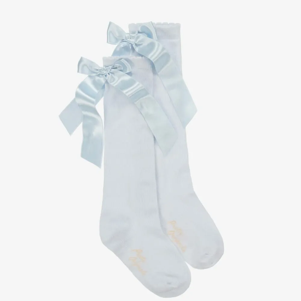 Pretty Originals Socks*Girls Pale Blue Cotton Bow Socks