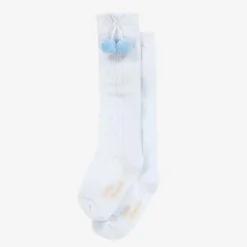 Pretty Originals Socks*Girls Pale Blue Pom-Pom Cotton Socks