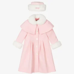 Sarah Louise Coats & Jackets|Coats & Jackets*Girls Pale Pink Coat & Hat Set