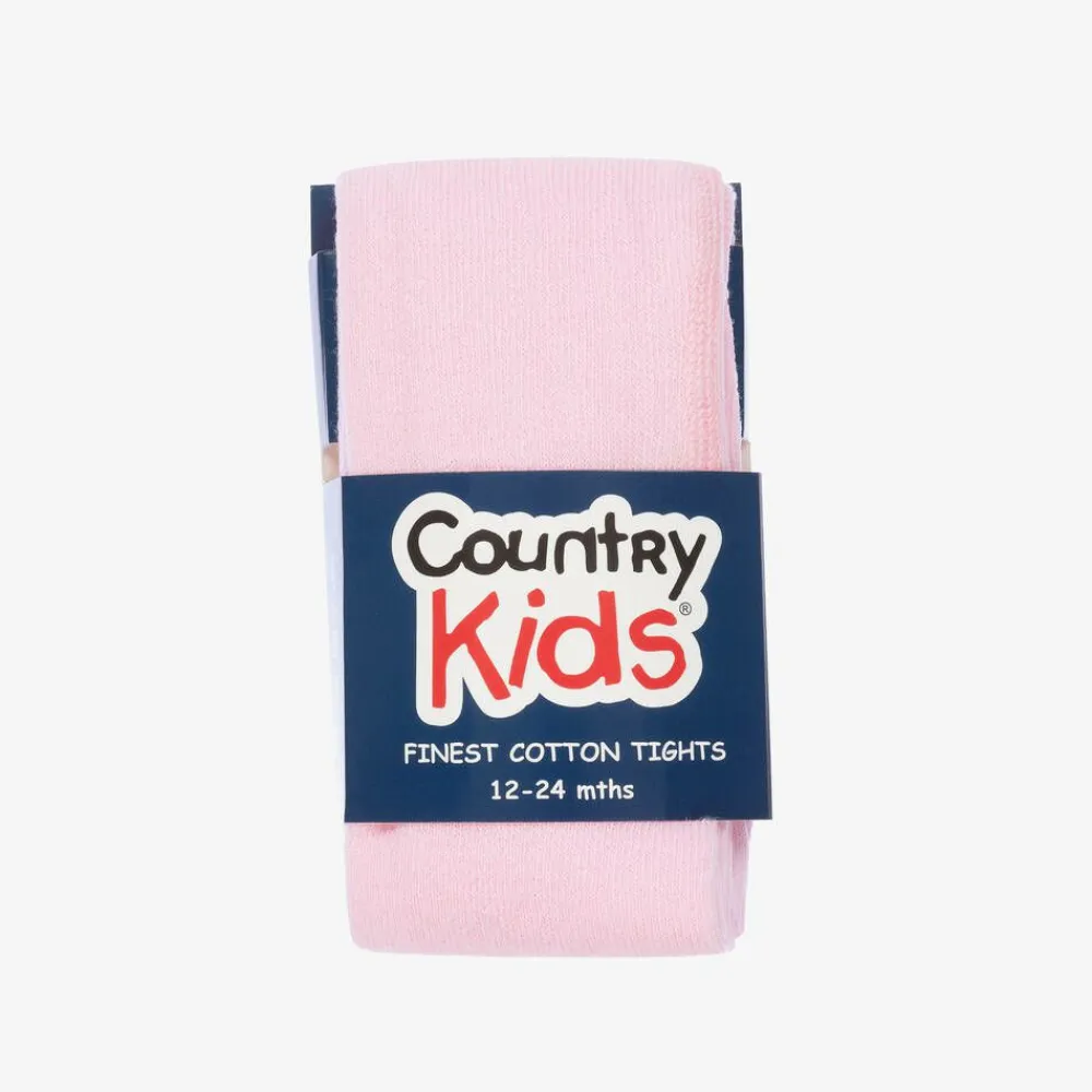 Country Kids Tights|Tights*Girls Pale Pink Cotton Knitted Tights