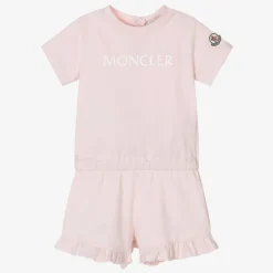 Moncler Enfant Shorts*Girls Pale Pink Cotton Playsuit