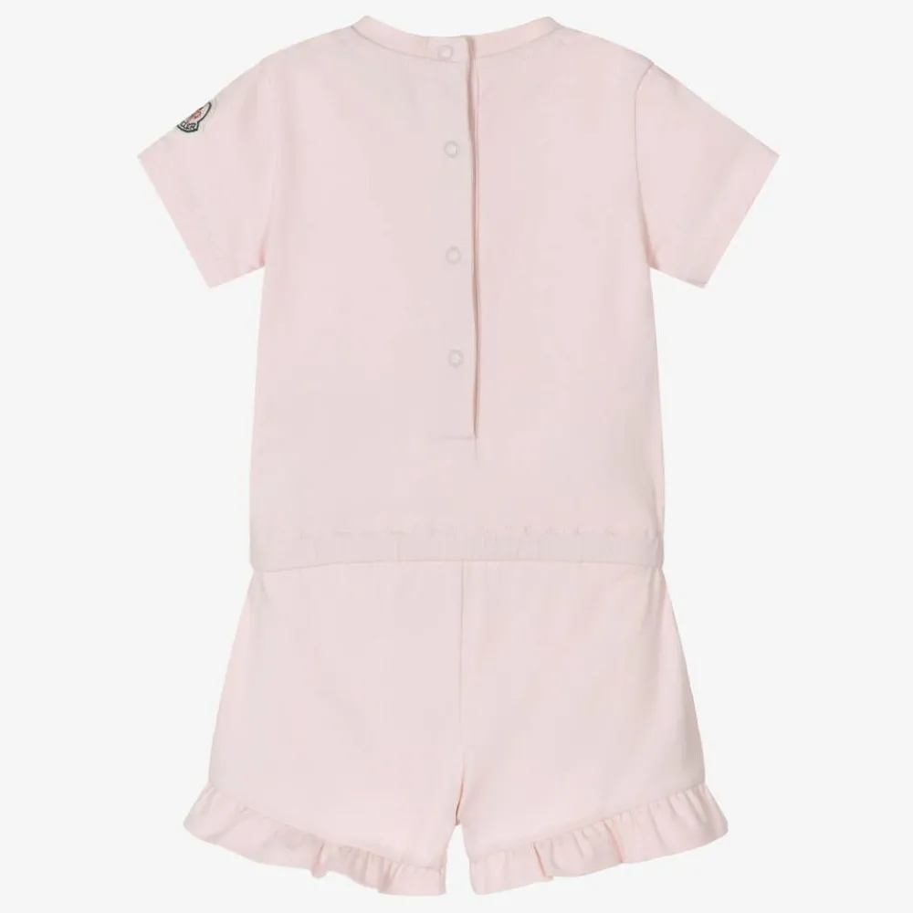 Moncler Enfant Shorts*Girls Pale Pink Cotton Playsuit