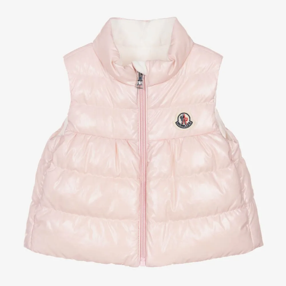 Moncler Enfant Coats & Jackets*Girls Pale Pink Hiva Down Puffer Gilet