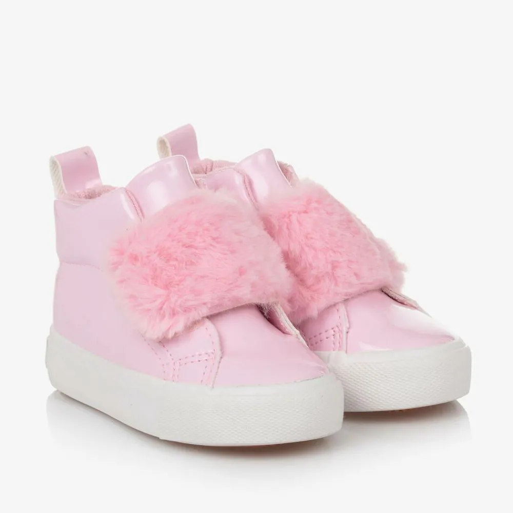 A Dee Trainers*Girls Patent Pink High Top Trainers