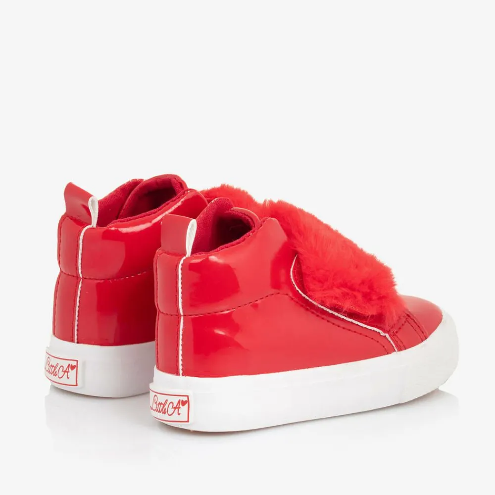 A Dee Trainers*Girls Patent Red High Top Trainers