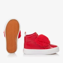 A Dee Trainers*Girls Patent Red High Top Trainers