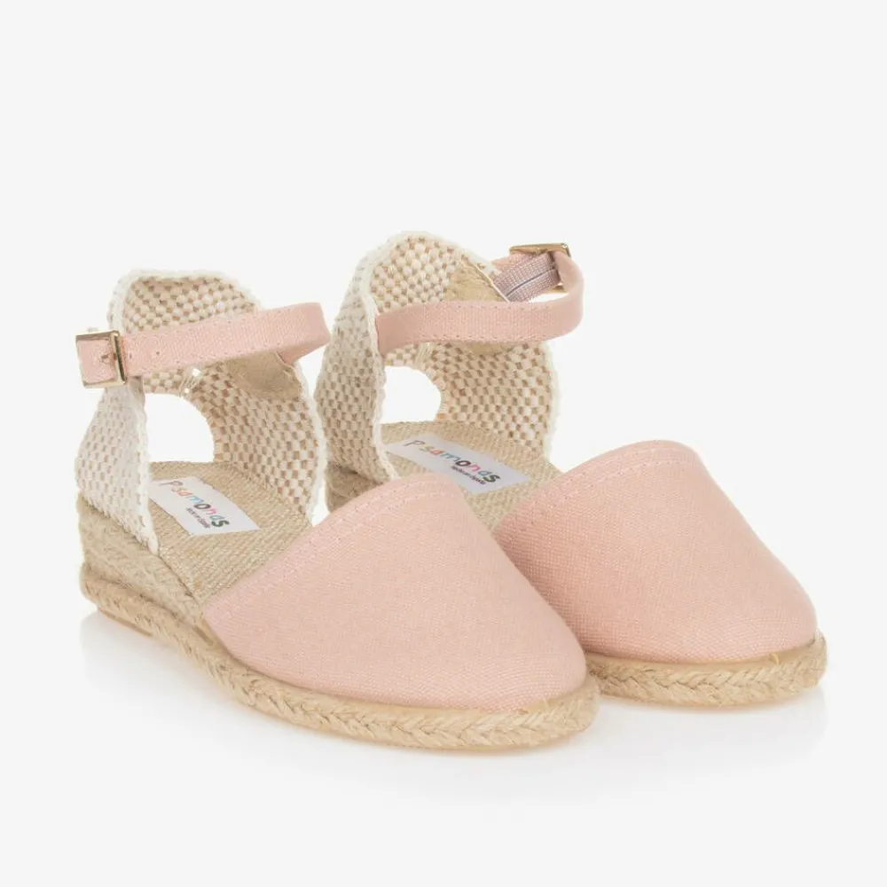 Pisamonas Espadrilles|Espadrilles*Girls Pink & Beige Wedge Espadrilles