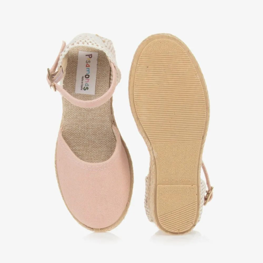 Pisamonas Espadrilles|Espadrilles*Girls Pink & Beige Wedge Espadrilles
