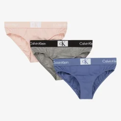 Calvin Klein Underwear*Girls Pink & Blue Cotton Knickers (3 Pack)