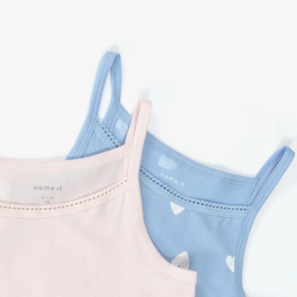 NAME IT Underwear*Girls Pink & Blue Cotton Vests (2 Pack)